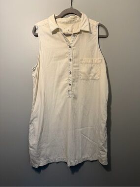 Lou & Grey Cream Collared Sleeveless Tank Dress